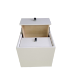 Solid Wood Pu Leather Side Table - Image 4