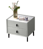 Solid Wood Pu Leather Side Table - Image 3