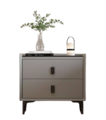 Solid Wood Pu Leather Side Table - Image 2