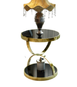 Gold Stainless Steel & Black Glass Side Table - Image 2