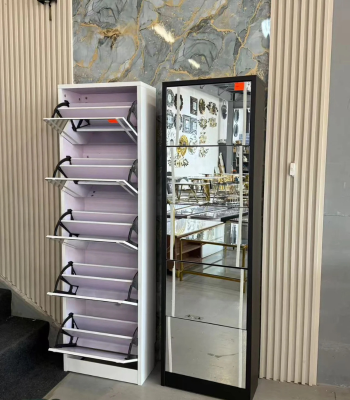 shoe rack with mirror Shoe Rack with Full-Length Mirror - Image 1